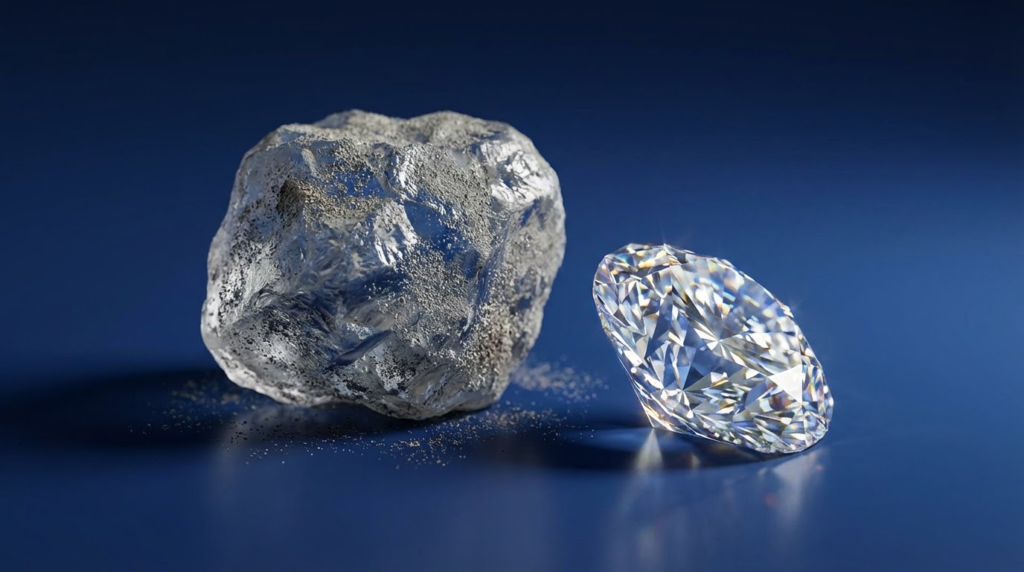 Raw diamond emerging market compared to polished mature market