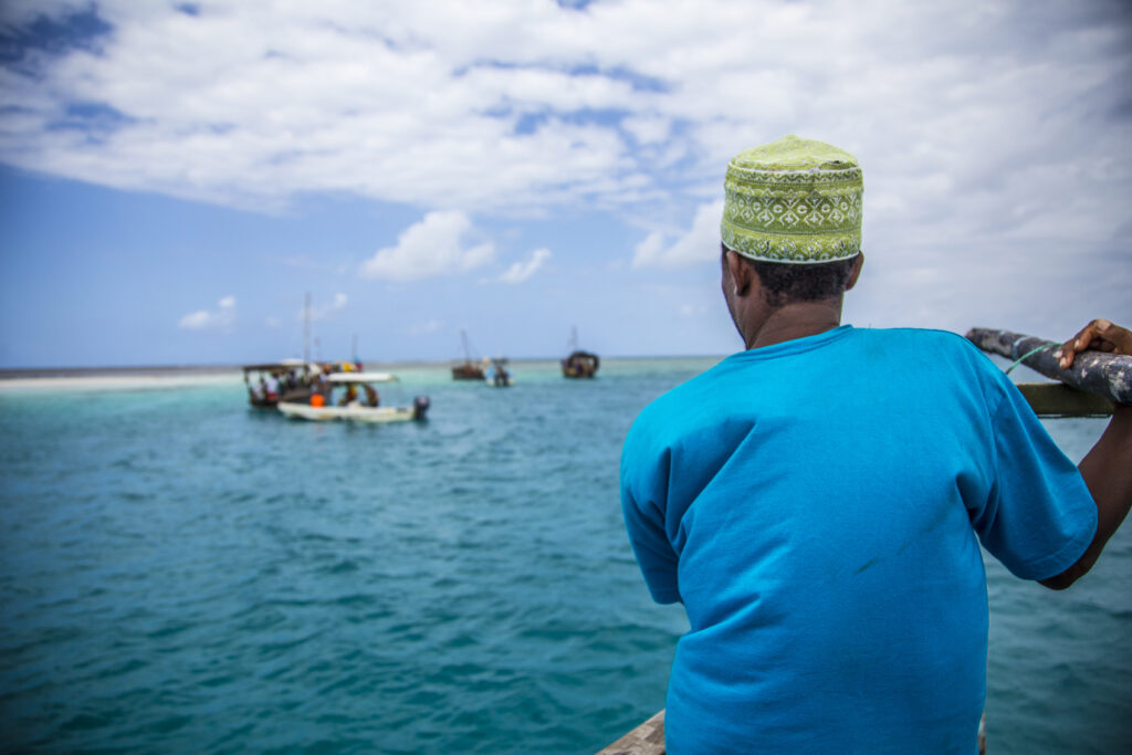 A local sailor in a boat on the island
